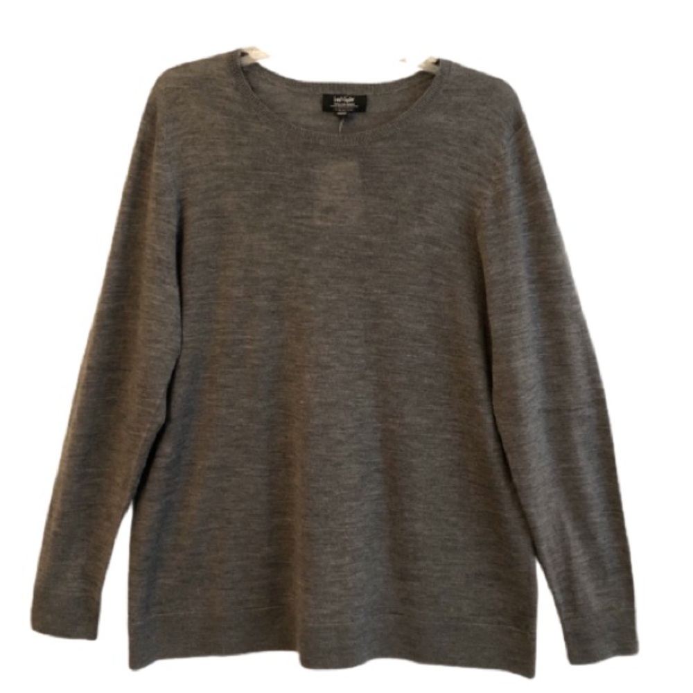 NEW Lord & Taylor Gray Merino Wool Crewneck Sweater MP
